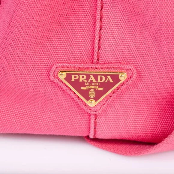 Authentic Pink Prada Canapa Small Logo Tote Bag - Picture 10 of 12